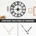 HAITANG Wall Clock Large 18 Inch Round Black Metal Silent Non Ticking Battery Operated Modern Vintage Decorative Clock for Living Room Bedroom