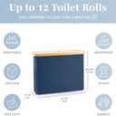 LONBET Toilet Paper Storage for 12 Rolls, Stackable & Foldable - The Ultimate Bathroom Organizer - Waterproof Basket with Bamboo Lid - Elegant Toilet Paper Storage Holder, Blue