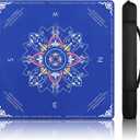 DEVPNR Mahjong Mat for Table with Rules, 32.6"x32.6" Non-Slip Mahjong Table Cover, Noise-Reducing Table Cloth for American Mahjong, Poker, Card & Board Games, Portable with Travel Bag (Blue)