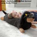 Dachshund Stuffed Animal 36 in Black, Weiner Dog Stuffed Animal Long Body Pillow, Cute Funny Large Dachshund Toys Plush Decor Ideal Gift for Kids and Adults