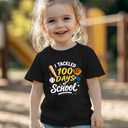 100 Days of School Shirt Kids  Boys Girls Toddler Happy 100th Day of School T-Shirt, Kindergarten 100 Day,3T-7T (Black)