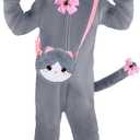 Gifts2U Halloween Cat Costume for Girls, Kids Onesie Costume with Pink Cat Ears, Cat Tail, Paws, Bow Ties and Purse Bag, Gifts for Halloween, Birthday or Any Costume Occasion 5-6Years
