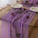 Keketoarrange 6pcs Spring Table Runner Lavender Gauze Rustic Boho Lilac Cheesecloth Grape Table Runner 120 Inch 10 FT for Wedding Baby Bridal Shower Birthday Party Long Sheer Easter Home Decorations