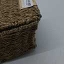 StorageWorks Seagrass Wicker Baskets for Organizing, Medium Wicker Basket with Lid, Decorative Basket with Built-in Handles, Towel Storage for Shelf, 1 Pack