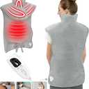 Heating Pad for Back Pain Relief, 22x 37 Large Electric Heat Pad for Neck, Shoulders & Back, 6 Heat Settings & 4 Auto Shut-Off Timers, ETL Certified, Gifts for Women Men Mom Dad (Gray)