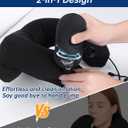 Inflatable Travel Neck Pillow for Airplane with Adjustable 360 Head & Neck Support, 2-in-1 Air Pump and Storage Bag, Soft Removable Washable Cover for Airplane, Train, Office (1, Black)