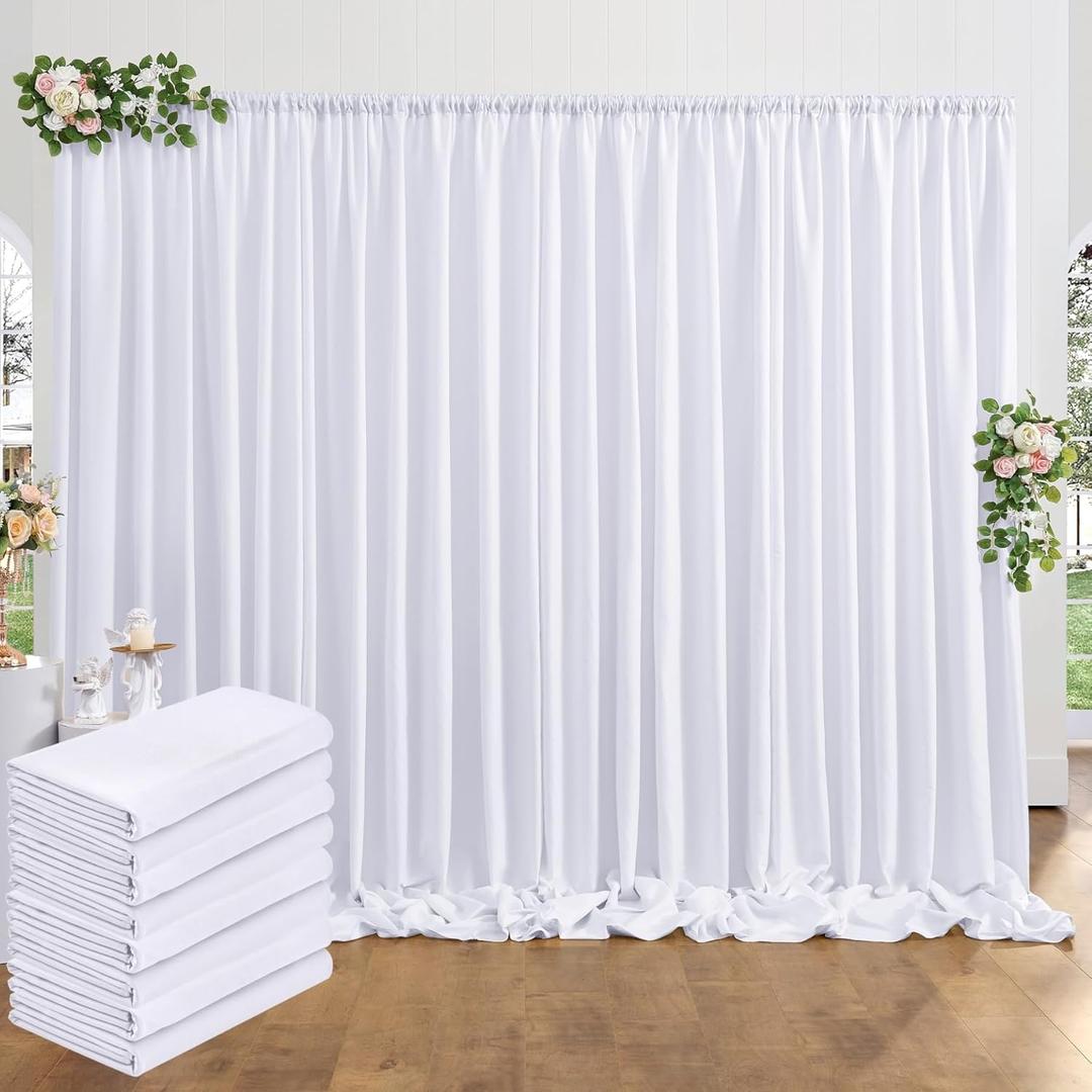 40 ft x 10 ft Thick White Backdrop Curtain for Wedding Parties, 8 Panels White Polyester Wedding Backdrop Drapes for Party Birthday Backdrop Photography Home Decorations