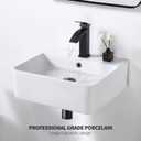 18.1 x 16.5 inch Modern White Rectangle Wall Mounted Bathroom Sink, Mini Floating Bathroom Vessel Sinks, Small Porcelain Corner Wall Mount Sink for Rvs, Restroom, Toilet, 18.1 x 16.5 x 6.1 inches