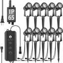 SUNTHIN Outdoor Landscape Lighting with Dusk to Dawn Sensor Controller, 10 Pack, Black