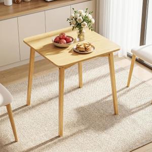 Bamboo Dining Table, Small Kitchen Table for 2, 27.6" Square Dining Tables for Small Space, Easy Assembly, Dinner Table for Dining Room, Living Room, Kitchen, Office(Natural), 27.6"L x 27.6"W x 29.5"H
