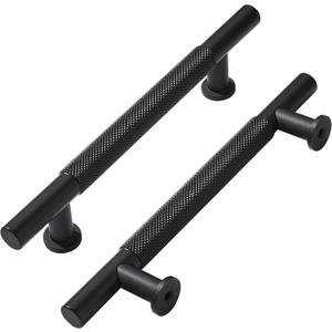 khtumeware 10 Pack 6 Inch(152mm) Drawer Handles Knurled Matte Black Cabinet Pulls Drawer Pulls Kitchen Hardware Kitchen Handles for Cabinets Cupboard Handles