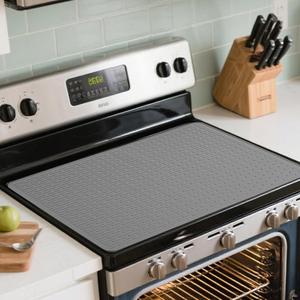 LONGKING 30" x 21" 2X Thicker Stove Top Cover for Electric Stove - Silicone Stove Mat for Glass Top Stove, Glass Cooktop Protector, Dish Drying Mats For Kitchen, Range Covers for Electric Stove, Grey