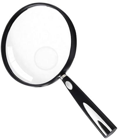 Feosky Handheld Reading Magnifier, 10X Magnifier, 130mm Shatterproof Lens, Non-Slip Handle for Adults Close Work, Seniors Reading and Nature Exploration, Hobby Observation(Silver)