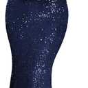 Women 1920s Plus Size Formal Dress Tassels Sleeve Sequins Gatsby Maxi Evening Gown (Medium, Blue)