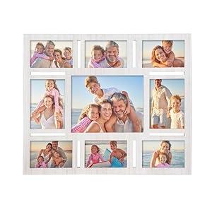 MONT PLEASANT 9-Opening White Collage Picture Frame Wall Decor – Fits 5x7, 8x10 & 4x6 Photos – Multi-Size Photo Display Frame for Home Wall Mounting Vertically or Horizontally