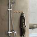 MoHern Gold Shower Hooks, 6 Pack Hooks with Hexagonal Allen Wrench, Expansion Rubber Plug, and Fastening Screw, Premium Stainless Steel Gold Towel Hook Set for Cement Walls, Marble, Wood, Brick, Tile