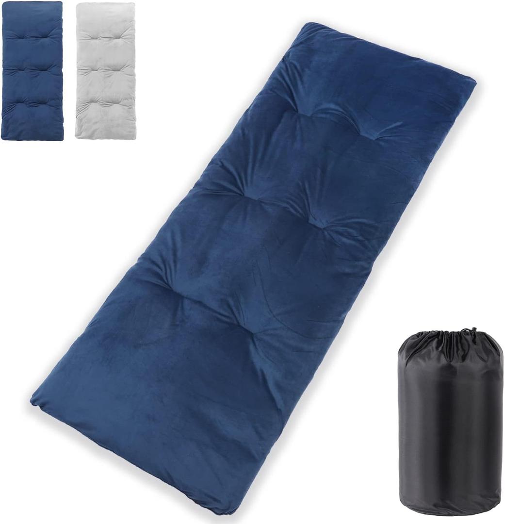 Sleeping Cot Pads (75" x 28") with Elastic Straps Portable for Outdoor & Hiking, Cotton Soft Thick Camping Cot Pad, Non-Slip Camping Mattress Pad for Camp Cot/Rv Bunk/Narrow Twin Beds, Blue