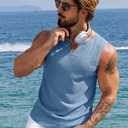 COOFANDY Men's Casual Tank Tops Knit V Neck Sleeveless T Shirts 2 Pack Summer Beach Lightweight Muscle Tee (Blue, S)