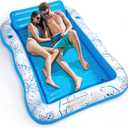 Inflatable Adult Pool Lounger Float - BAIAI Large Beach Sun Tanning Floats Raft Sunbathing Water Lounge Floaties Tub with Drink Holder - Blow Up River & Lake Suntan Floating Swimming Mattress Mat, 80 inches x 56"