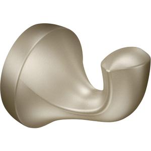 Moen Eva Brushed Nickel Transitional Single Robe Hook, Wall Mounted Hanger for Bath Robe or Towel, YB2803BN