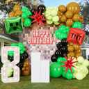 ECEAE 140Pcs Green Balloon Arch Garland Kit with Lime Green Brown Black Square Star Foil Balloons for Gaming Theme Party Decor, Birthday Party Supplies, Kids' Party Crafts and Decorations