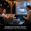 HAPPRUN 3000 ANSI Lumens Outdoor Projector with Official Google TV, 4K Supported Smart Movie Projector, Dolby Audio, Auto Focus & Keystone, WiFi 6 and Bluetooth for Indoor & Outdoor Movies,Black