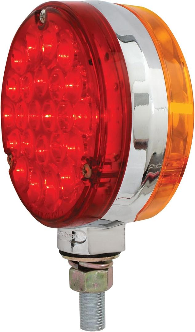 GG Grand General 78360 Amber/Red 4" Round Double Faced Pearl 24-LED Pedestal Light with Chrome Die Cast Housing (Single Pack)