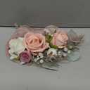 Fnize Pink Corsage and Boutonniere Set for Bride Groom Bridesmaids Groomsmen Wedding Homecoming Flowers Prom Suit Accessories, Rose Boutonniere and Wrist Corsage Flower