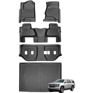 Joruoo-Floor Mats & Cargo Liner for 2015-2020 Chevy Suburban/GMC Yukon XL, 8 Seats with 2nd Row Bucket Seat, All Weather Car Mats Floor Liners Suburban Accessories