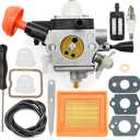 4180-120-0617 Carburetor Kits with 2 Primer Bulbs, Replacement for Stihl FS131 HT131 FS131R FS311 HT133 KM131 Lawnmower