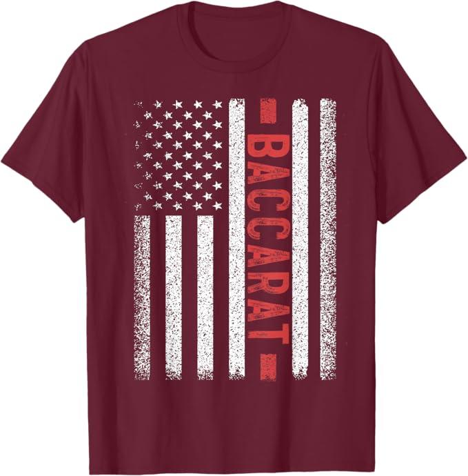 Baccarat American Flag 4th of July Baccara Player Women Men T-Shirt, XL 