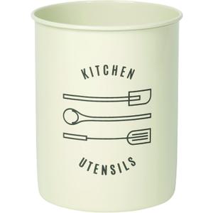 Now Designs Powder-Coated Steel Utensil Crock, Ivory, 5x6 inches