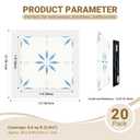 20-Pack Peel and Stick Floor Tile, 7.9x7.9 Vinyl Flooring for Bathroom Kitchen, Waterproof Non-Slip Durable Self-Adhesive Easy DIY Removable No Residue Blue White