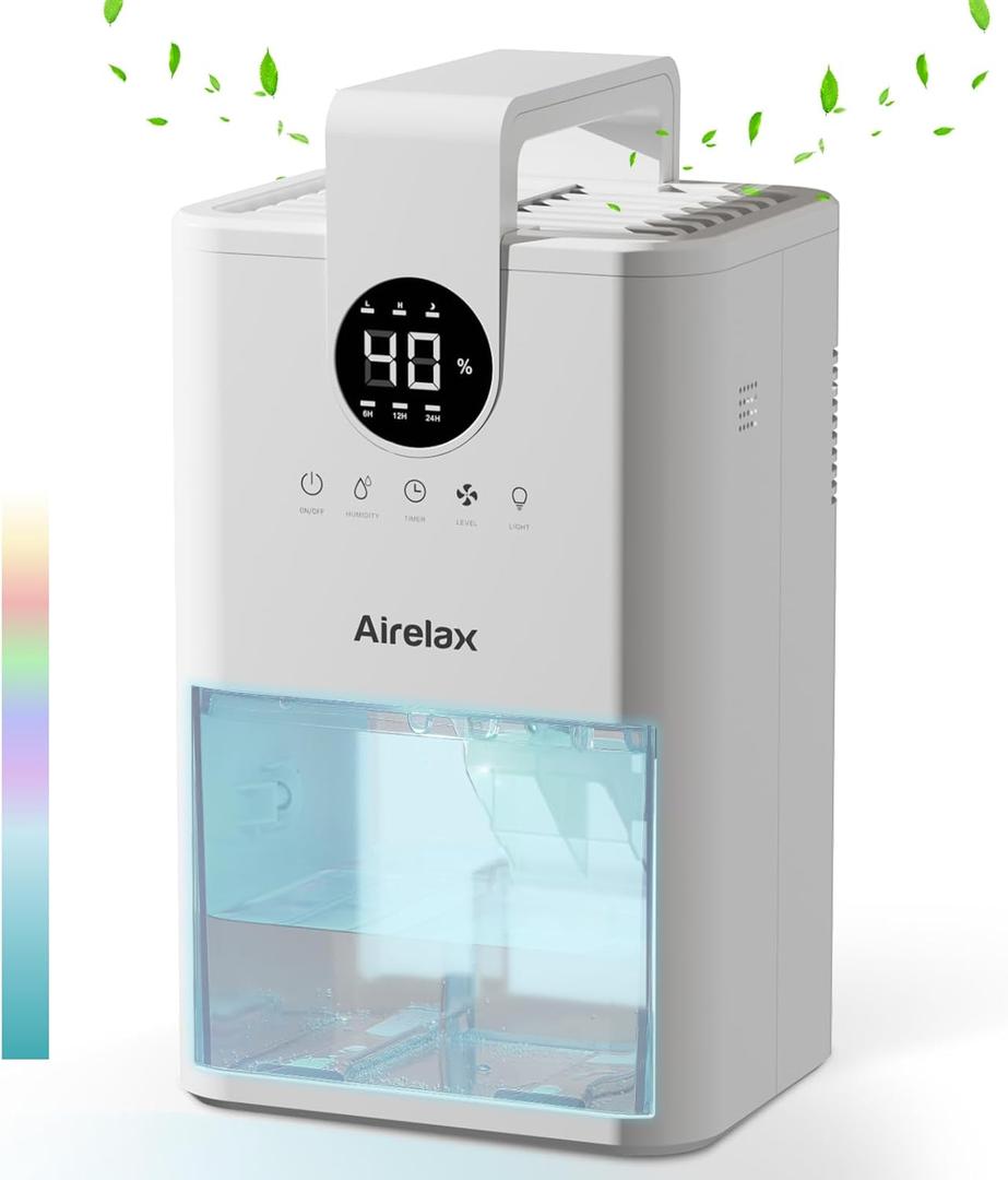 Dehumidifier, Airelax 1000ml Dehumidifiers for Home, Whisper-Quiet Small Dehumidifier for Bedroom with Auto Shut Off, 5 Touch Function Buttons, Dehumidifiers for Basement, Bathroom, Closet, RV