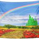 Emvency Tapestry Fields Musical Yellow Brick Road Backdrop Leading Into Emerald Wizard City Land Rainbow Party Home Decor Wall Hanging for Living Room Bedroom Dorm 70x90 Inches