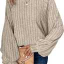 RICHSTORY Long Sleeve Shirts for Women Fall Fashion 2025 Tunic Tops Dressy Casual Blouses Loose Knit Pullover Sweaters (S)