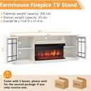 80" Fireplace TV Stand with 3-Sided Glass, TV Cabinet for TVs up to 90", Modern Media Entertainment Center with Farmhouse Glass Door Storage Cabinets, for Living Room, White