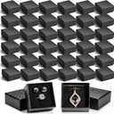 Landical 100 Pcs Jewelry Ring Gift Box 2'' x 2'' x 1'' Cardboard Earring Ring Boxes Small Black Gift Box with Velvet and Sponge Liner Pendant Case Bulk for Necklace Bracelet Earring Display Wedding