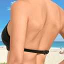 AJISAI Womens Halter Bikini Top Triangle V Neck Bathing Suit Top Low Impact Padded Sports Bra (Black, S)