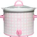 Paris Hilton 3.5-Quart Manual Slow Cooker, Features Three Settings (Low, High, Warm), Naturally Nonstick and Dishwasher Safe Stoneware Insert, Family Sized Capacity, Gingham Pink