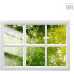 Pushglossy 24" x 17.25" Entry Front Door Glass Insert with Low-e Glass Fit for 1.75 Inch Thickness Door White 6 Lite Exterior Window Frame Inserts Replacement Kit for Home Improvement