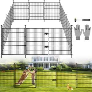 Garden Fence Panels with Gate 14.5ft(L) X 40in(H), Garden Fencing for Yard Includes Gloves, Hammer&Zip Ties, Rustproof Metal Wire Temporary No Dig Dog Fence Outdoor for Yard Garden Fence Panels with Gate 14.5ft(L) X 40in(H), Garden Fencing for Yard Includes Gloves, Hammer&Zip Ties, Rustproof Metal Wire Temporary No Dig Dog Fence Outdoor for Yard