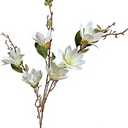 Artificial White Magnolia Flower Branch Fake Lifelike Magnolia Stem Flowers for Wedding Centerpieces Home Indoor Outdoor Floral Arrangement Decration (White)