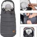 Baby Stroller Bunting Bag+Handmuff Set - Compatible with All UPPAbaby, Nuna, BOB, Jogger, Graco and Other All Strollers -Waterproof Winter Stroller Footmuff -Length Adjustable for 6 M to 5T, Large