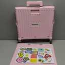 Folding Utility Cart Portable Rolling Crate Handcart Shopping Trolley Collapsible Tool Box, with Lid, Basket on 4 Rotate Wheels, for Grocery, Shopping, Office, Teacher (Pink)