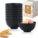 Black Wheat Straw Bowls, 10 OZ Unbreakable Snack Bowls Set of 8, Alternative Plastic Bowl Reusable, Microwave Safe Small Appetizer Bowl for Dessert, Snack, Ice Cream (Black)