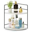 ZGO 2-Tier Bathroom Counter Organizer, Corner Skincare Organizers, Bathroom Organizer Countertop, Makeup Organizer for Vanity Storage, Bathroom Counter Storage(White)