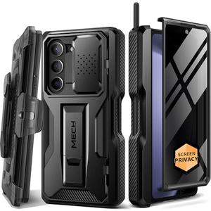 TONGATE for Z Fold 5 Case, [with S Pen Slot & Hinge Protection] [Privacy Glass Screen Protector] Full-Body Military Drop Phone Case for Samsung Galaxy Z Fold 5 with Kickstand & Belt Clip, Black
