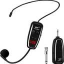 Wireless Microphone Headset, UHF Head Mic Speaker System, Professional Voice Amplifier Headset Microphones, with LED Digital Display, for Teaching Fitness Instructor Tour Guide