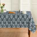 Horaldaily Spring Tablecloth 6084 Inch Rectangular, Dark Teal Traditional Vintage Botanical Pattern Daisy Flower Washable Seasonal Table Cover for Party Picnic Dinner Decor